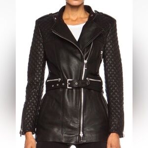 NWT Barbara Bui black lambskin leather quilted motorcycle jacket $2900 - 40 (8)